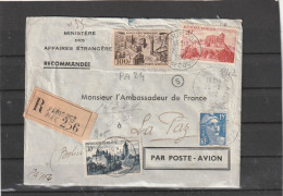 France REGISTERED AIRMAIL COVER To Bolivia 1952 - Covers & Documents