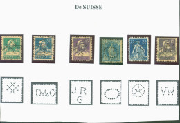 Suisse 6 Timbres Perforés Perforations Diverses - Gezähnt (perforiert)