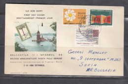 Turkey 1966/7 - Stamp Exhibition BALKANFILA II, Mi-Nr. 2011/13, FDC, Travel To Sofia - Briefe U. Dokumente
