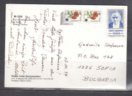 Turkey 1994/8 - 13000 Liri, Post Card, View From Alanya, Travel To Sofia (2 Scan) - Cartas & Documentos