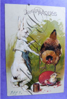 Joyeuses Pâques Vrolijk Pasen  Kip Hen Haan Coq Chicken  Paashaas Easter Bunny SERIE 3909 - Animali Abbigliati