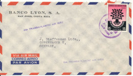 Costa Rica Air Mail Cover Sent To Denmark 1960 Single Stamped World Refugee Year - Costa Rica