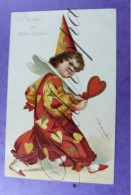 Groeten Van Prins Carnaval Pierrot Harlekijn 1908, Relief Gaufré - Carnevale