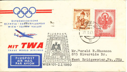 Austria Special Flight Cover Olympic Games Squaw Valley Wien - Squaw Valley 2-2-1960 - Winter 1960: Squaw Valley
