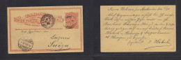 URUGUAY. 1895 (3 Dec) Nueva Helvetia - Switzerland, Luzern (27 Dec) Via Montevideo. Swiss Colony In Uruguay. Stat Card 3 - Uruguay