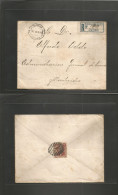 URUGUAY. 1891 (31 Julio) Colonia - Montevideo. Registered Reverse 25c Fkd Envelope, Cancelled "F" Grill + Octogonal Depa - Uruguay