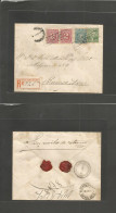 URUGUAY. 1891 (1 Junio) Montevideo - Argentina, Buenos Aires (3 Junio) Registered Multifkd Envelope Tricolor Tied Box RE - Uruguay