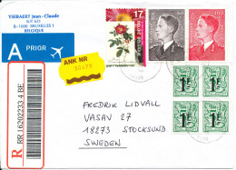 Belgium Registered Cover Sent To Sweden Mixed Franking - Lettres & Documents