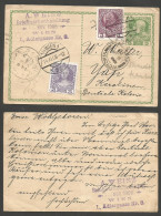 AUSTRIA. 1908 (14 Nov) German Colony, Wien - Carolinas Islands, Yap. Pacific Ocean. 5h Green Stat Card + 2 Adtls, Tied C - Sonstige & Ohne Zuordnung