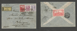 AUSTRIA - XX. 1910 (6 Dec) Wien - Indochina, Saigon (6 Jan 11) Via Singapore (31 Dec) Registered Multifkd Env, Reverse R - Sonstige & Ohne Zuordnung