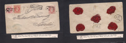 AUSTRIA. 1867 (23 July) Triest - Germany, Berlin (25 July) Registered 5kr Red Stat Env + 2 Adtl 5 Kr (different Prints!) - Sonstige & Ohne Zuordnung