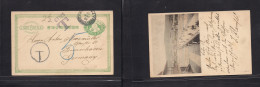 JAPAN. 1900 (25 May) Yokohama - Germany, Bremerhaven. 3 Sen Green Early Stat Card, Reverse Color Printed Photo Taxed / T - Altri & Non Classificati