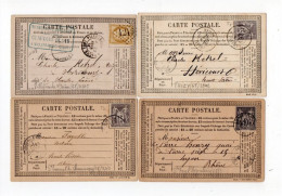 !!! LOT DE 4 CARTES PRECURSEUR CERES ET SAGE CACHETS DE VILLEFRANCHE, THIZY, ST LAURENT, STE FOY L'ARGENTIERE (RHONE) - Cartes Précurseurs