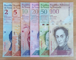 Venezuela SET 2013-2015 2 5 10 20 50 100 Bolivares UNC 6x - Venezuela