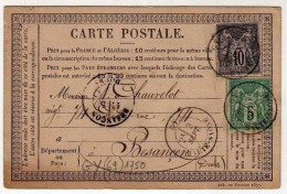 !!! CARTE PRECURSEUR SAGE CACHET DE GY (HAUTE SAONE) 1877 - Cartes Précurseurs
