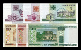 # # # Set Banknoten Belarus (Weißrussland) 1 Bis 100 Rubel 2000 (P-21 Bis 26) # # # - Belarus