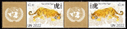 Nations-Unies United Nations New York 1782/83 Zodiaque Chinois, Année Lunaire Du Tigre - Big Cats (cats Of Prey)