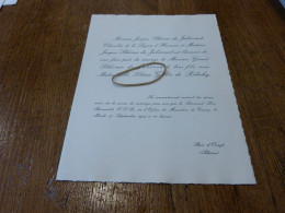 I21-1 Invitation Gérard Sthème De Jubécourt Liliane Gillès De Pelichy 1957 Bois D'Oingt - Boda