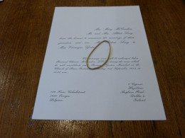 I21-1 Invitation Mariage  Robert Long Véronique Godin 1988 Dublin - Wedding