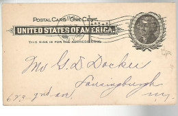 52976 ) USA Postal Stationery Troy  Postmark 1901 - ...-1900