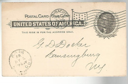 52978 ) USA Postal Stationery Troy  Syracuse Postmarks 1899 - ...-1900