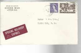 52995 ) Canada Special Delivery Lytton Vancouver Postmarks 1954 - Eilbriefmarken