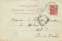 ENTIER POSTAL CARTE POSTALE De 1901 - DOUAI à ARLEUX Nord France -  à Mr Goichon Percepteur Impots - Cartes Précurseurs