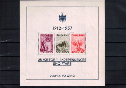Albania / Albanien 1937 25 Years Of Indepedence Michel Block 1 Postfrisch / MNH - Albanie
