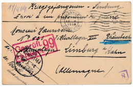 LAUSANNE 1918 KRIEGSGEFANGENENSENDUNG  GEINTERNEERD  - LIMBURG A/KAHN FILLIALLAGER VIII RHEINBACH      2 SCANS - Kriegsgefangenschaft