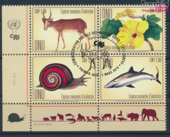 UNO - Genf 1025-1028 Viererblock (kompl.Ausg.) Gestempelt 2018 Gefährdete Arten (10194017 - Used Stamps