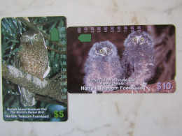 2 CARDS  CHOUETTES HIBOUX  NORFOLK   MINT - Isola Norfolk