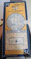Carte Routière Michelin N°75 Bordeaux-Tulle Feuille 75-1952 - Roadmaps