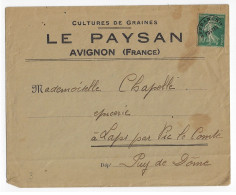 AVIGNON Vaucluse Lettre Entête LE PAYSAN Cultures Graines 10c Vert Semeuse Preo Yv Preo 51 - 1893-1947