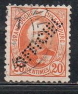 LUXEMBOURG LUSSEMBURGO 1891 1899 GRAND DUKE ADOLPHE PERF. OFFICIEL CENT. 20c USED USATO OBLITERE' - Officials