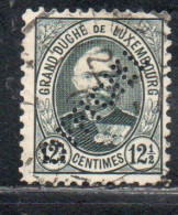 LUXEMBOURG LUSSEMBURGO 1891 1899 GRAND DUKE ADOLPHE PERF. OFFICIEL CENT. 12 1/2c USED USATO OBLITERE' - Dienstmarken