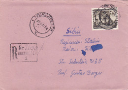 ROMANIAN SOVIET FRIENDSHIP, STAMP ON REGISTERED COVER, 1954, ROMANIA - Brieven En Documenten