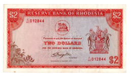 Rhodesia 2 Dollars 1977 P-35c VF+ - Rhodesia