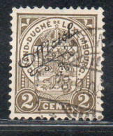 LUXEMBOURG LUSSEMBURGO 1908 1926 SURCHARGE OFFICIEL CENT. 2c USED USATO OBLITERE' - Service