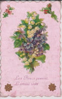 2 Cartes . Bouquet De Muguet  Découpis Chromo Et Jeune Page Livrant Une Corbeille De Fleurs Découpis Chromo - Fiori