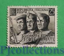 S343- ITALIA - ITALY 1952 GIORNATA DELLE FORZE ARMATE L.25 USATO - USED - 1946-60: Usati