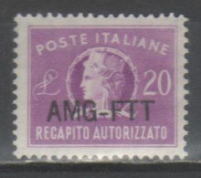 Amg-Ftt 1952 - Pacchi In Concessione 20 L. ** - Paquetes Postales/consigna