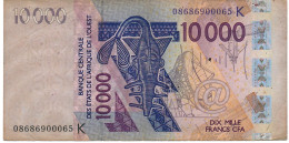 W.A.S.  SENEGAL P718Kg 10000 Or 10.000  FRANCS (20)08  2008  Signature 35   FINE + - West African States