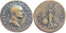 ROME - Dupondius - VESPASIEN - 71 AD - COS III - Victoire Avec Bouclier SPQR (lisible) - RARE - RIC.478 - 14-205 - Die Flavische Dynastie (69 / 96)