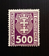 Danzig 1921 Coat Of Arms Postage Stamps 500Pfg - Segnatasse