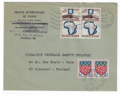 PARIS 33 Lettre Entête Sté ENTOMOLOGIQUE 25c Coopération 5c Blason Amiens Yv 1432 1352 Ob 1965 - Storia Postale