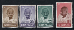 India 1948 Mahatma Gandhi Mourning 4v SET Mounted Mint Uneven Back, NICE COLOUR As Per Scan - Mahatma Gandhi