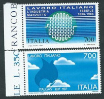 Italia, Italy, Italien, Italie 1987; Lavoro Italiano Nel Mondo, Industria: Marzotto + Italgas. Serie Completa Di Bordo. - Usines & Industries