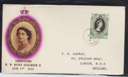 COLONIE INGLESI MONTSERRAT 1953 INCORONAZIONE REGINA 2 C. SU BUSTA FDC - 1952-1971 Pre-Decimal Issues