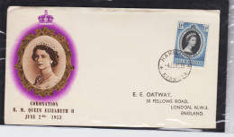 COLONIE INGLESI BERMUDA 1953 INCORONAZIONE REGINA 1 1/2 D. SU BUSTA FDC - 1952-1971 Pre-Decimal Issues