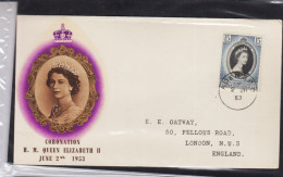 COLONIE INGLESI ADEN SHIR E MUKALLA 1953 INCORONAZIONE REGINA 15 C. SU BUSTA FDC - 1952-1971 Pre-Decimal Issues